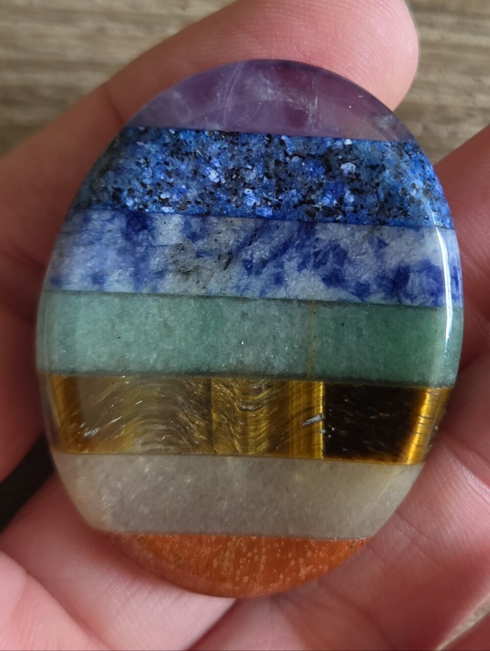 7 Chakra Worry Palm Stone